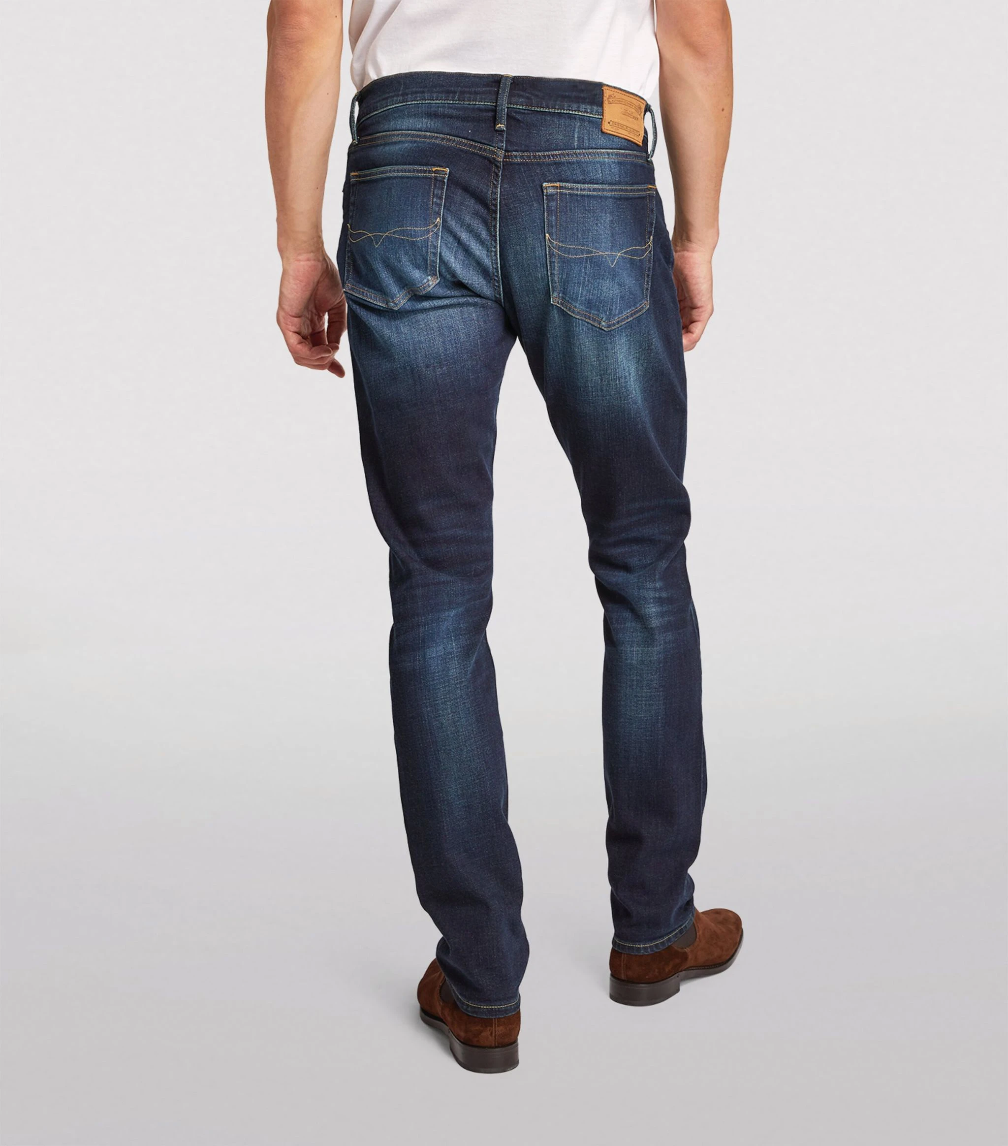 2024 Swag Shell Own Branded Exterior Pockets Customized Printing Blue Color Denim Pants for Men's Slim Stretch Denim Pants