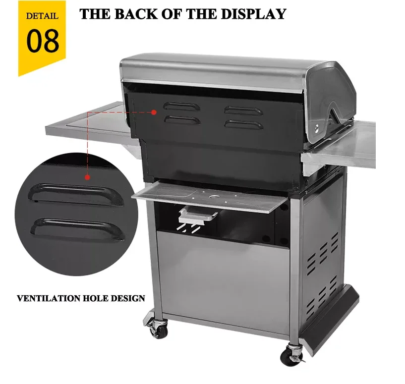 Factory Direct Sales 4 Burner Gas Grill Outdoor Stainless Steel 4 + 1