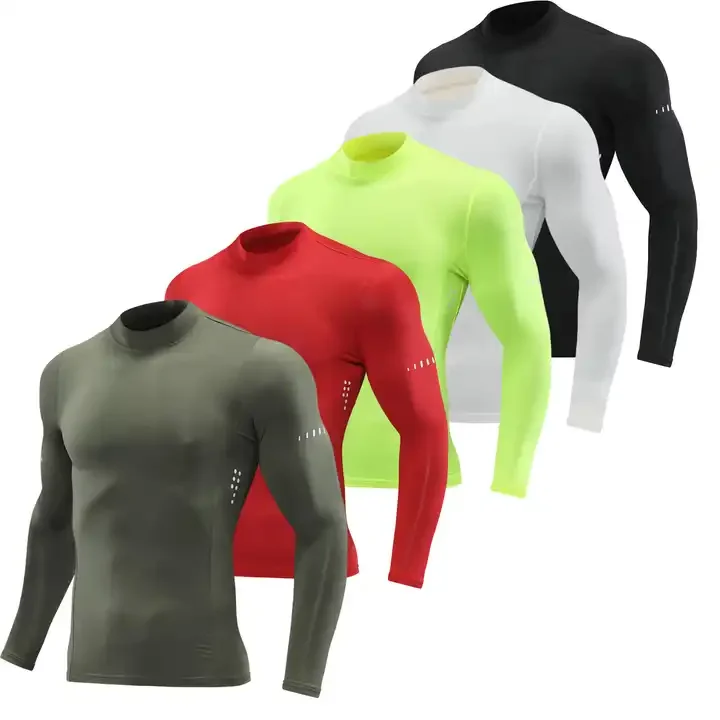 Quick Drying Breathable UV Protection Training Clothes Skin Tights T Shirts Gym Fitting Long Sleeve Compression Shirt for Men