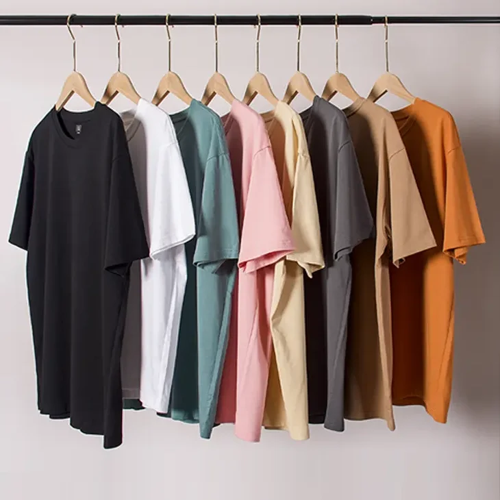 Drop Shoulder Casual Plain Pink Streetwear Plus Size Men's T Shirts Breathable Oversized Custom Unisex T-Shirts619_voghion.com