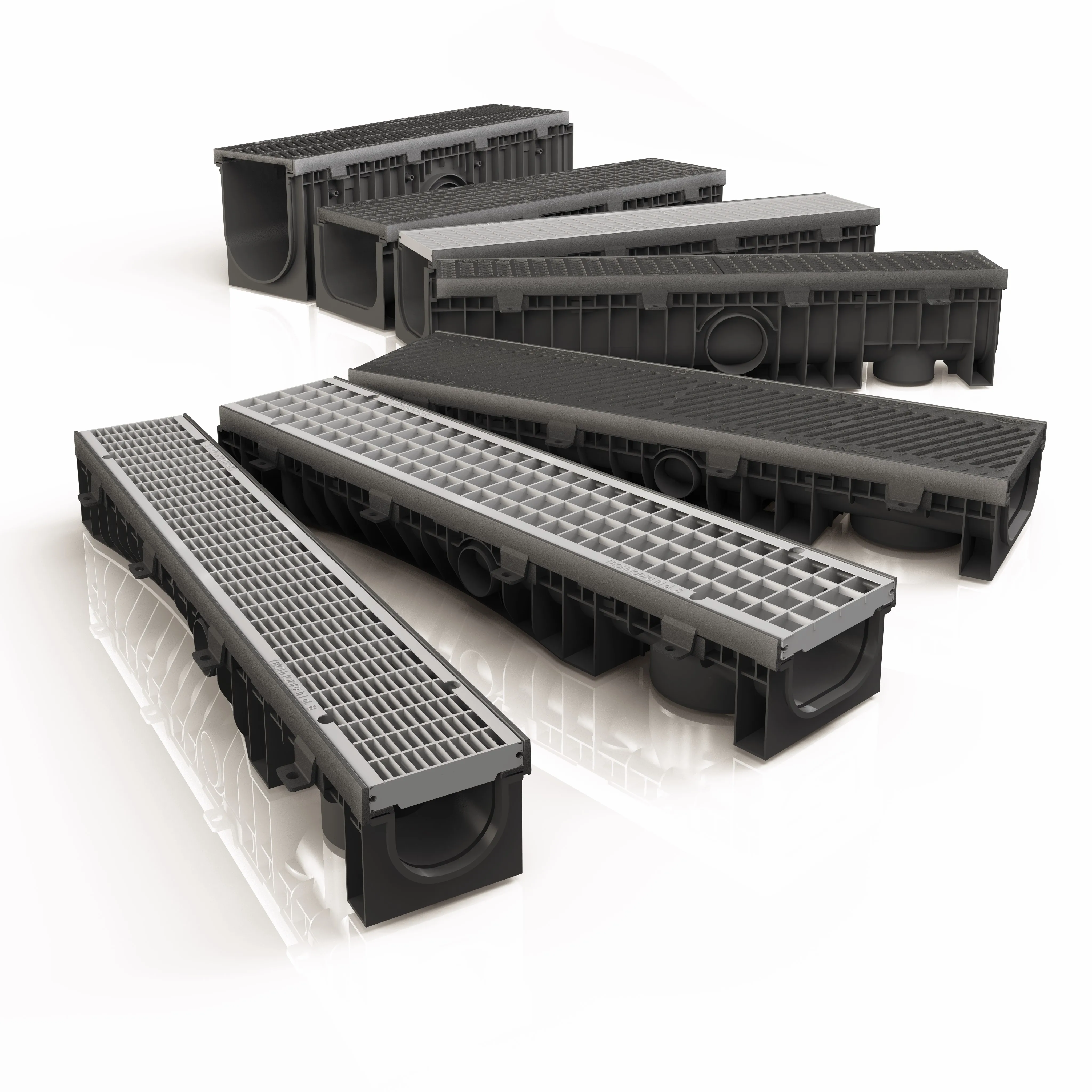 Made in Italy PROMAX 100 HDPE Drainage Channel with F900 18mm Slot Ductile Iron Grating and Fixing System Included