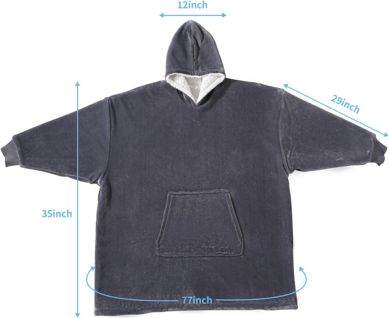 Sherpa Throw Fleece Blanket Hoodie Solid For Winter Hoodie Blanket