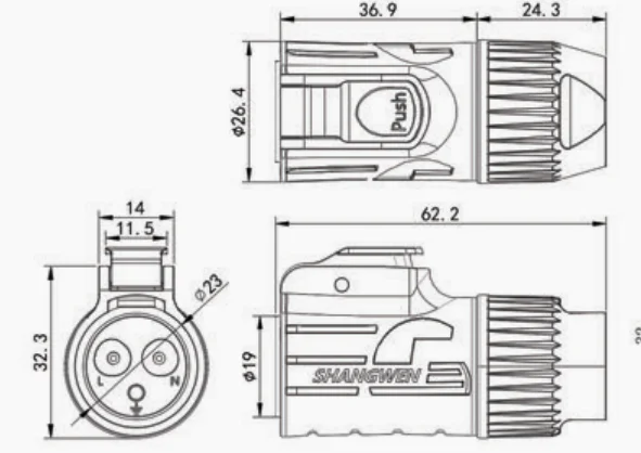 Outdoor Use White 3-Core Male Powercon Ip65 Waterproof Lighting Connector Female Male Socket 3-Pin Trailer Plug Three-Pole