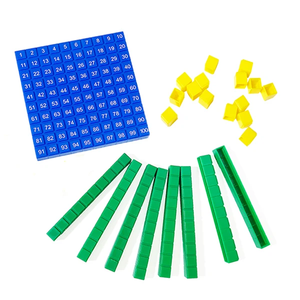 Interlocking Basic Ten Blocks PLOMA 29-Piece Non-Toxic Plastic Interlocking Base Ten Blocks with ...