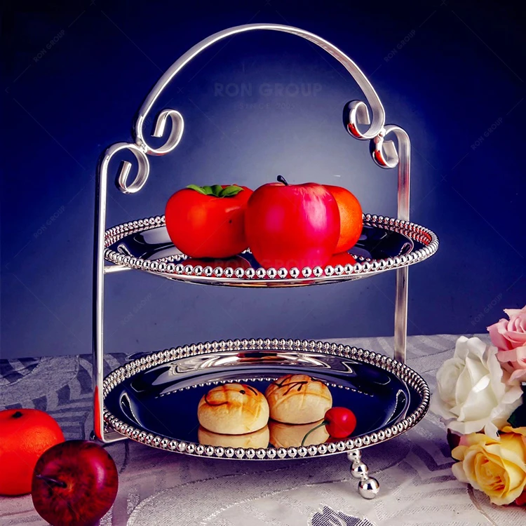 New Design 2 Tier Wedding Party Banquet Buffet Kitchware Equipment Display Holder Decorating Dessert Luxury Metal Cake Stand