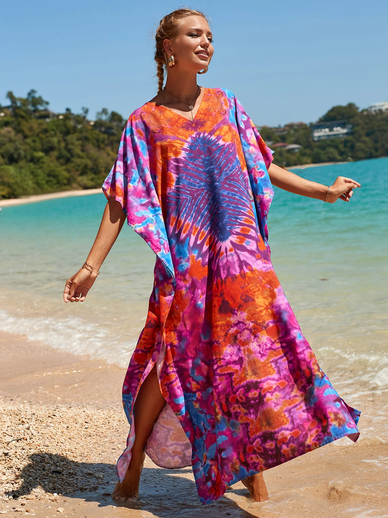 Factory 39 Multi Beautiful Patterns Tie Dye Plus Size Kaftan Women