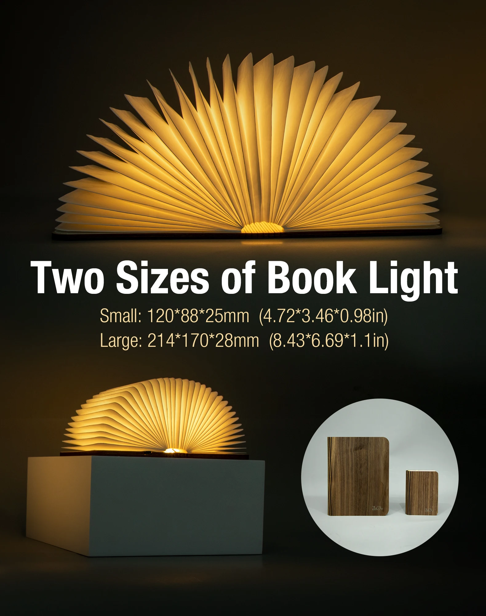 Corporate Gifts Idea Portable Reading Light Creative Magical Led Wooden Folding USB Rechargeable Book Lamp Gift Custom