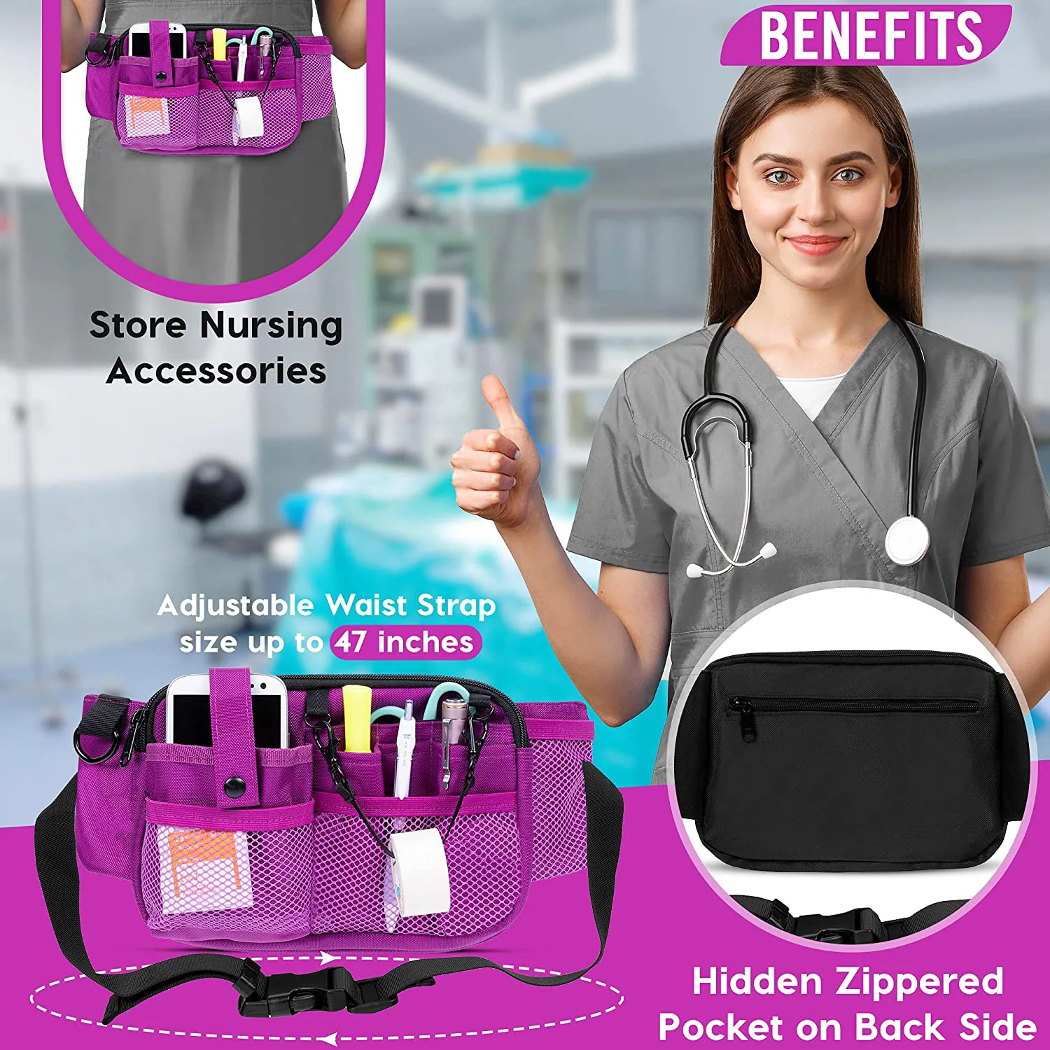 Custom Medical Organizer Belt Nurse Fanny Pack With