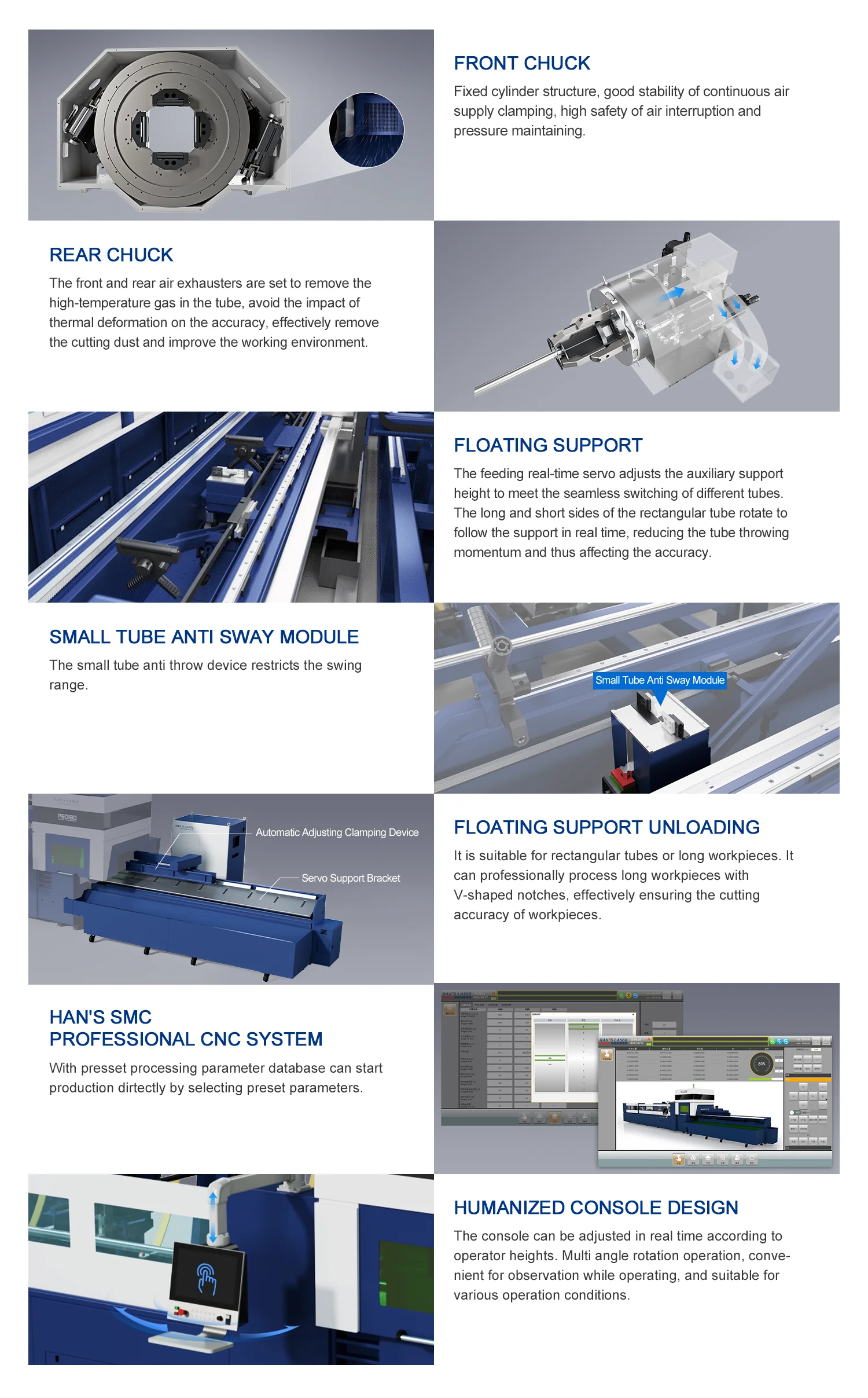 Han's 2000w 3000w Laser Cutting Pipe Machine Fiber Bevel Laser Pipe