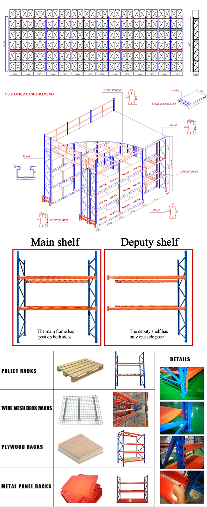 Pallet Racking Warehouse Storage Heavy Duty Shop Mezzanine Racks Beam ...