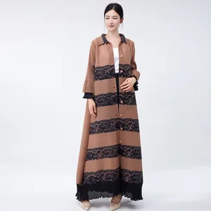 Womens Wholesale Clothing Miyake Pleated Abaya High Quality Fashion Casual Loose Shirt Dress for Women