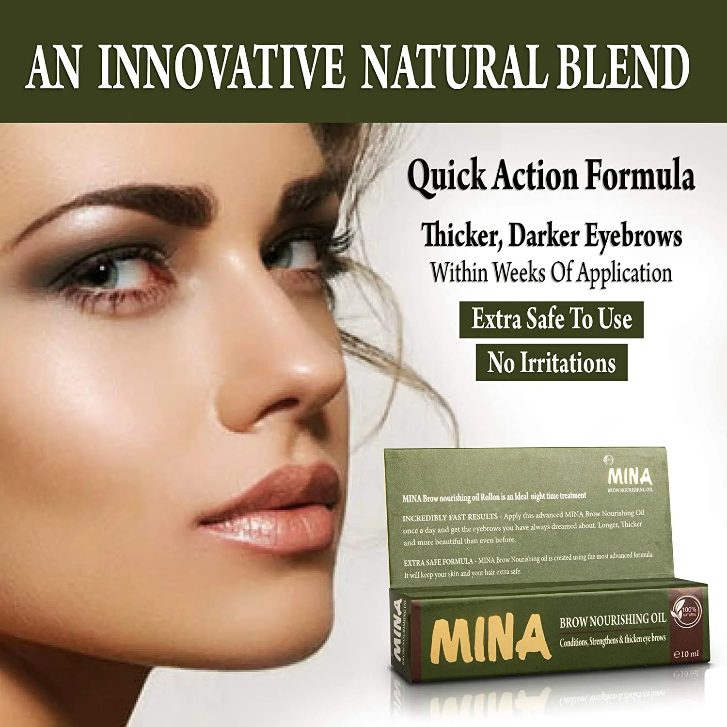 Mina Brow Nourishing Roll On Oil For Strengths,Conditions & Thicken