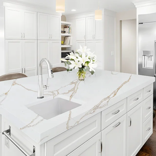 Wholesale Golden Vein Super Jumbo Size Quartz Slabs