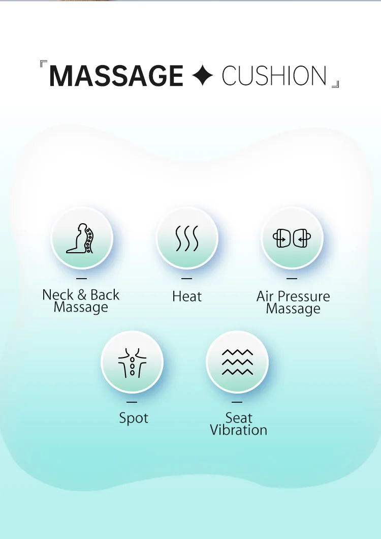 Shiatsu Massage Cushion Back Massager with Heat 3D Deep Tissue Kneading Neck Cushion Massager Vibration