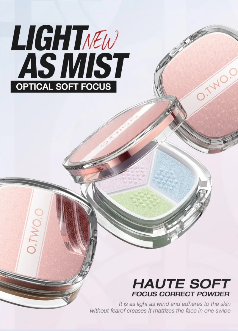 O.TWO.O 2025  3-in-1 Delicate Lightweight Loose  Powder Long Lasting Oil Control Face Makeup Wholesale