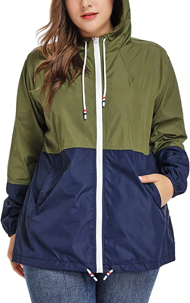 Wholesale High Quality Women's Plus Size Rain Jacket Lightweight Hooded