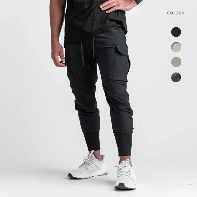 Custom High Quality Slim Fit Skinny Mens Fitness Joggers Active Sports Gym Pants with Pockets Made of Polyester Nylon Blank