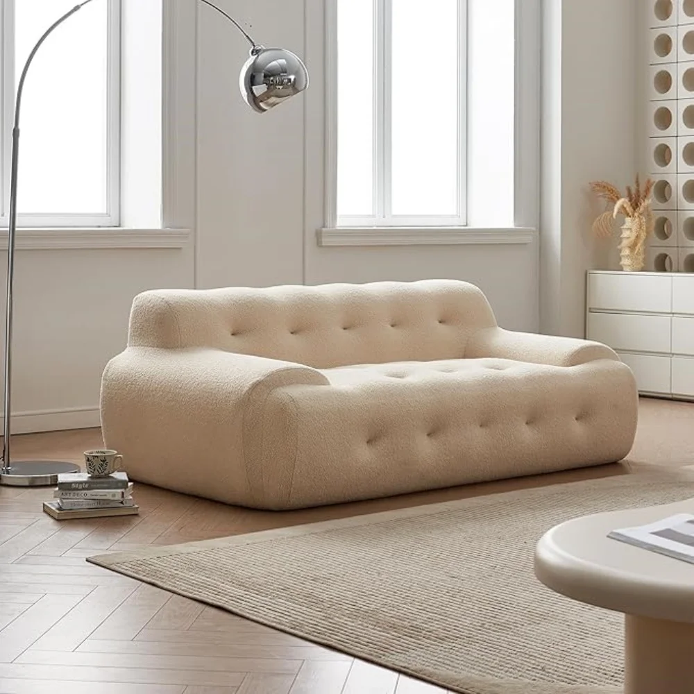 Modern Loveseat Sofa Fabric Love Seat Couch, Comfy Upholstered 2 Seater ...