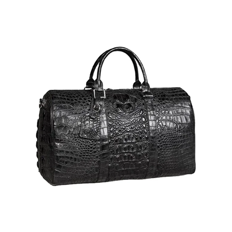 60CM Black Genuine Crocodile,Alligator Leather Skin Men Bag,Travel