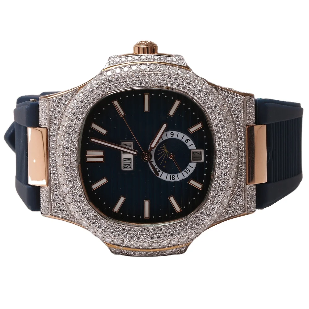 Modern Design Lab Grown Moissanite Diamond Hip Hop Luxury Quartz Iced Out Unisex Diamond Watch at Discounted Market Price 222025
