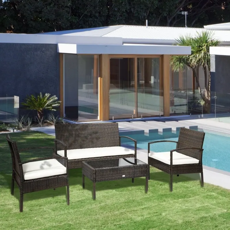 4 Pcs Cheap Rattan Wicker Outdoor Furniture Set Garden Sofa Set Garden