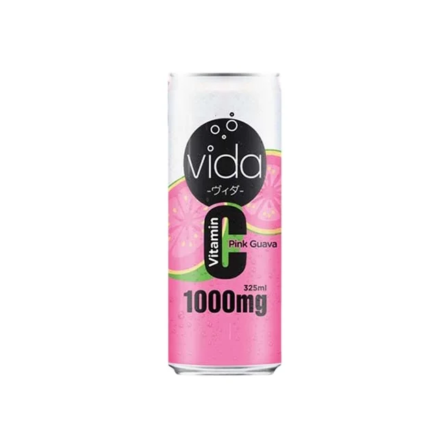 Sparkling Water Pink Guava Flavor Soft Drink 1000 Mg Vitamin C 325 Ml Per Can Healthier Choice 0