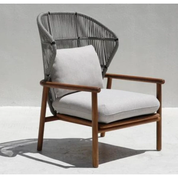 relax chair for resort are teak wood and grey rope