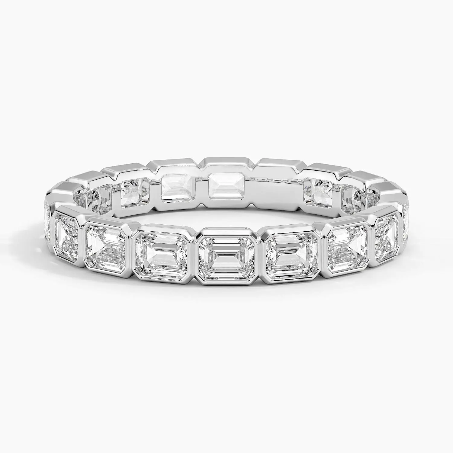 Bezel Setting East-West Bezel Emerald Cut Eternity Lab Grown Diamond ...