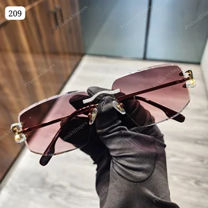 Customized Rectangle Shapes Brown Shade Glass Anti-Reflective Stainless Frame 1 Row Bridge VVS D Moissanite Studded Luxury Mens