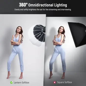 NEEWER 20"/50cm Lantern Softbox One Step Quick Release, 360 Light Diffuser with Skirt, Bowens Mount for Video Light CB60 CB100 detail image