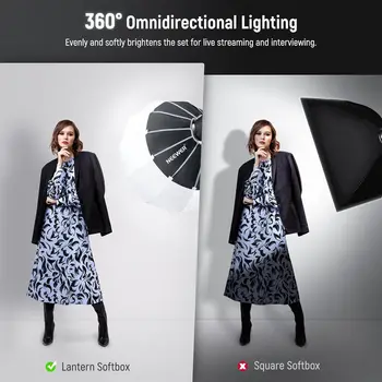 NEEWER 35"/90cm Lantern Softbox One Step Quick Release, 360 Light Diffuser with Skirt, Bowens Mount for Video Light CB60 CB100 detail image