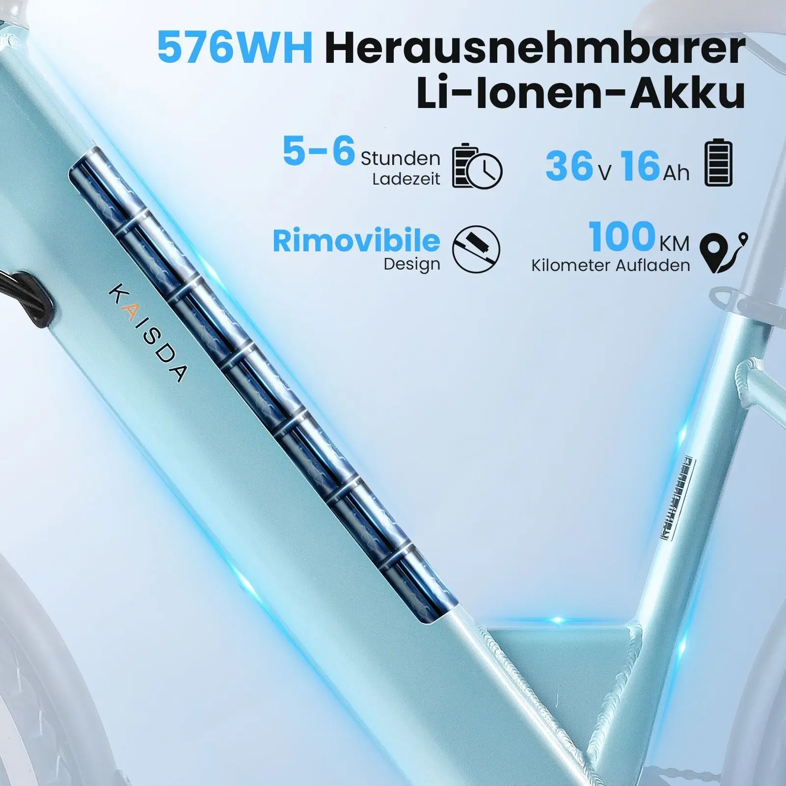 KAISDA K601 E-Bike , 36V/16Ah Elektrofahrrad klapprad E-Bike 26 * 2.5 Reifen