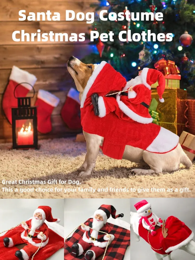 Santa Claus Riding Pet Cosplay Party Dress Dog Costume Christmas