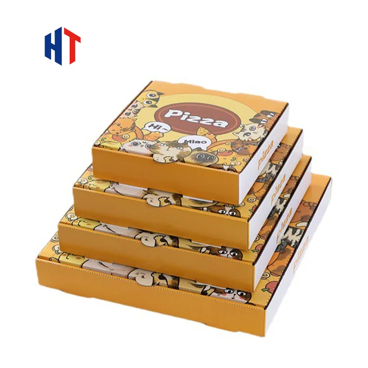 Custom Eco Friendly Durable Brown Corrugated Paper Fast Food Container Packaging Pizza Box with Printing Logo