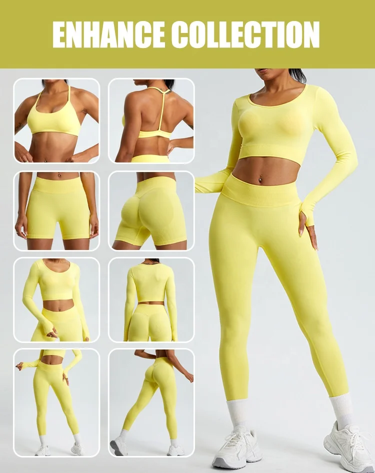 SHINBENE Enhance Seamless 2.0 Adjustable Fitness Gym Bras Halter Neck Workout Sports Bra Tops