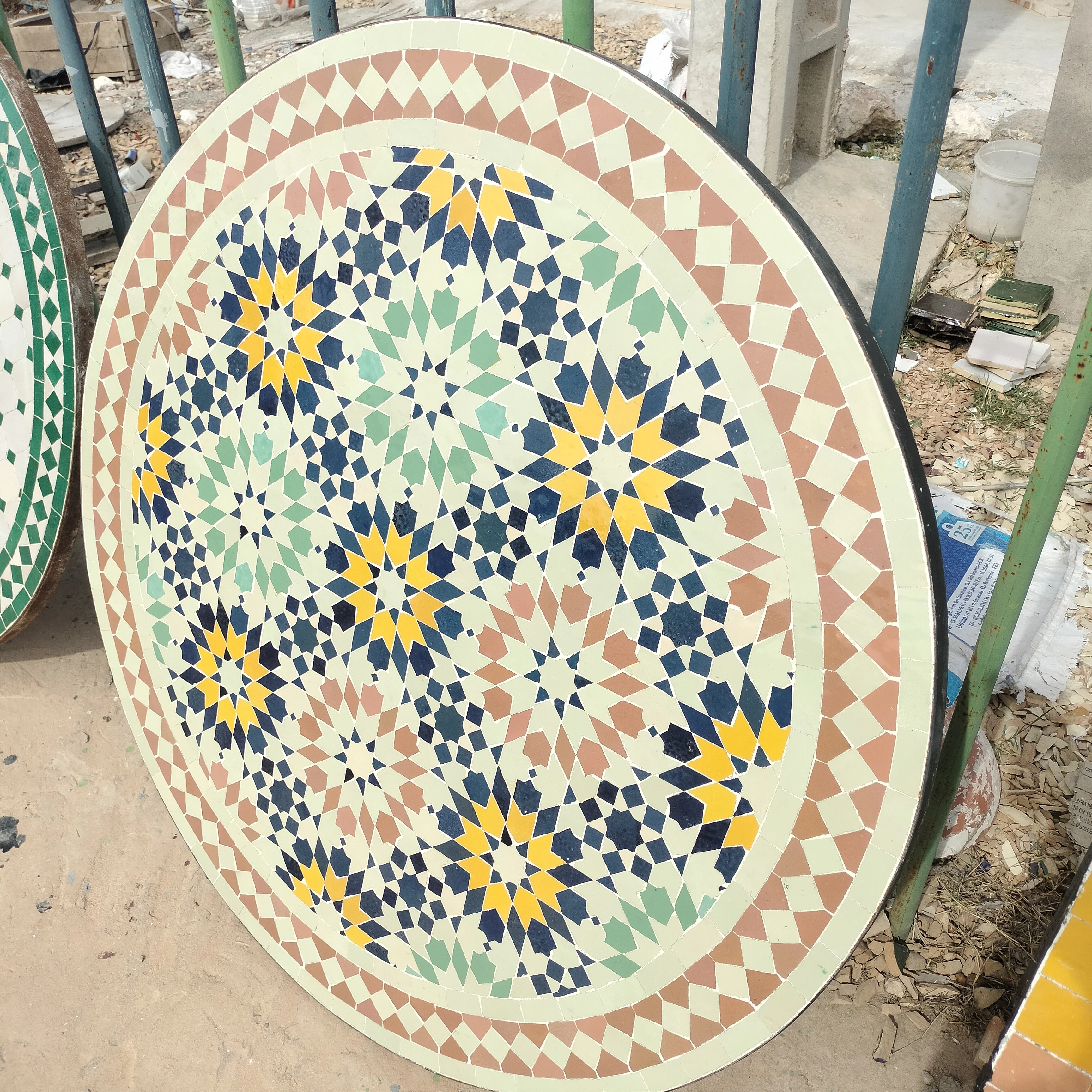 Artisan Mosaic Table   Elegant Handmade Design for Patios ;  Authentic Style for Garden Decor ; Handmade Mosaic Table
