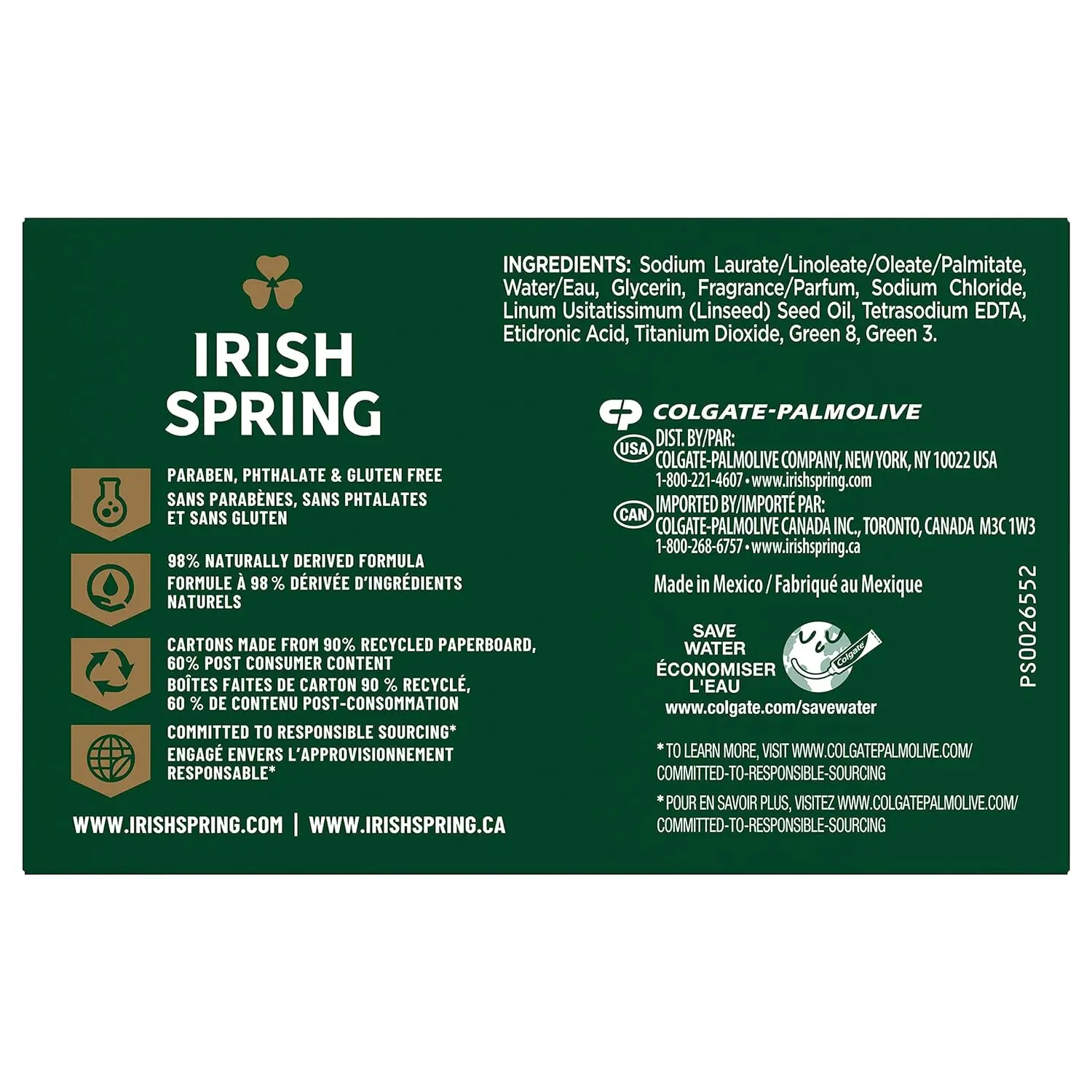 Bulk Irish Spring Bar Soap For Men,Original Clean,Smell Fresh And Clean