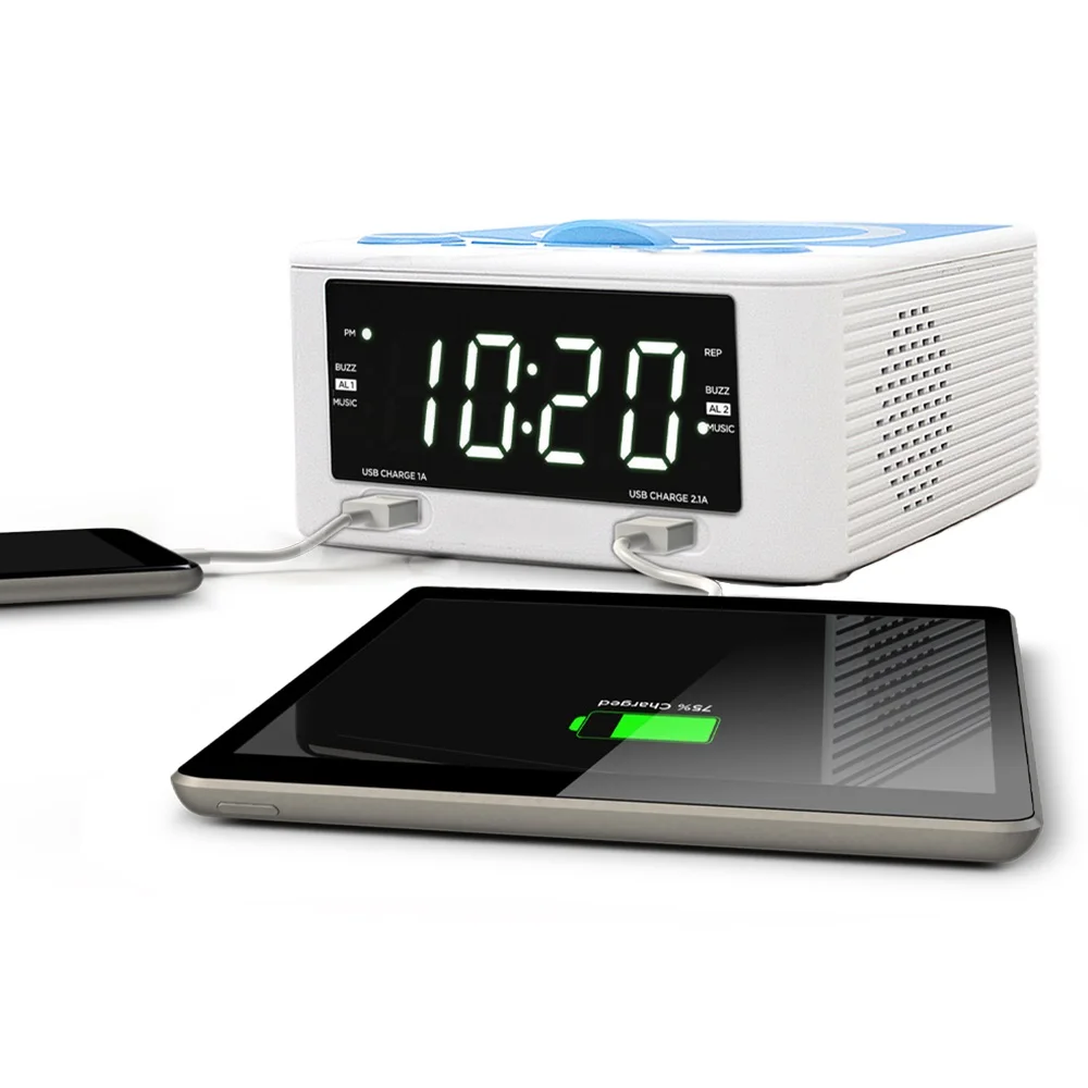 CD- 268 1.2"or1.4" LED Display CD Player Alarm Clock FM Radio with USB Port for Charging/music Playback