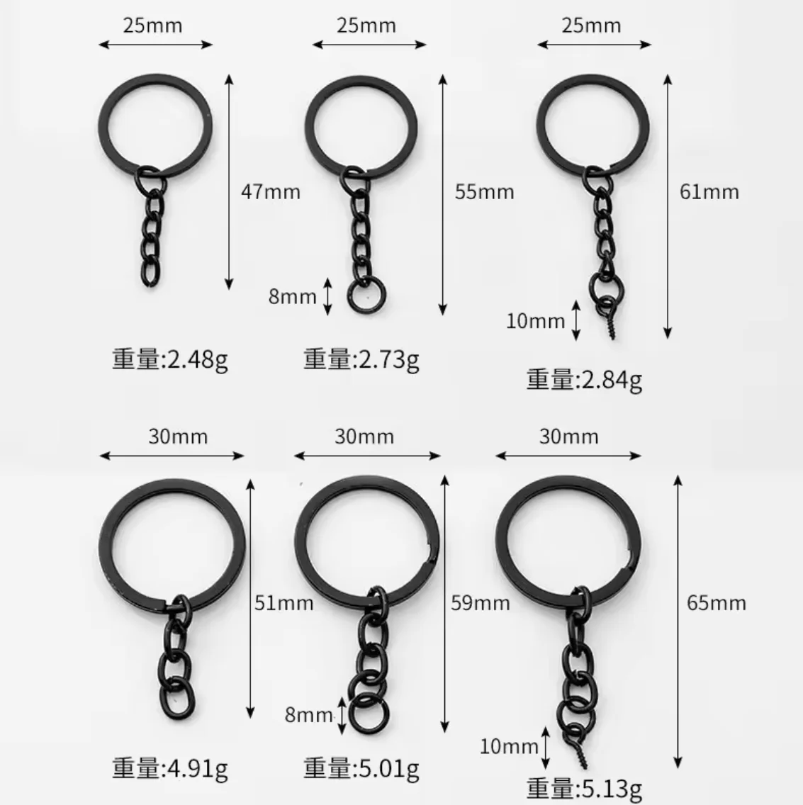 Mikafen Set di 50 portachiavi piatti rotondi multifunzionali in acciaio inox 30 mm anello di divisione per chiavi auto accessori, argento, 30mm 30Stück+5 twist locks, Classico