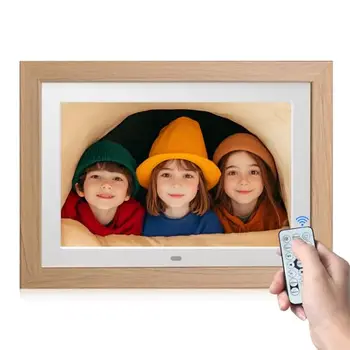 10.1 Digital Picture Frame Remote Control 1280 800 IPS Full View Ultra Clear Screen Removable Wooden Frame Share Photos