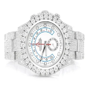 High Quality Stainless Steel Diamond Chronograph Watch Unisex VVS Clarity Iced Fashion Business Mechanical Antique Glass Dial