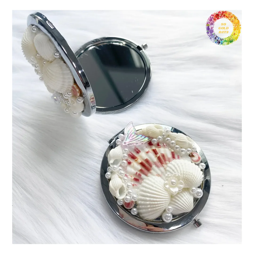 Shell Makeup Mirror, Natural Compact Mirror with Nautical Style