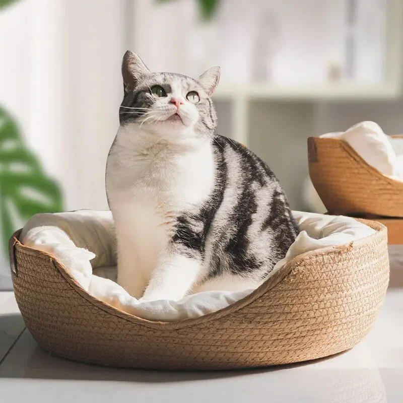 Cheap Price Seagrass Sleeping Bed For Dog Cats Woven Bed Pet House For