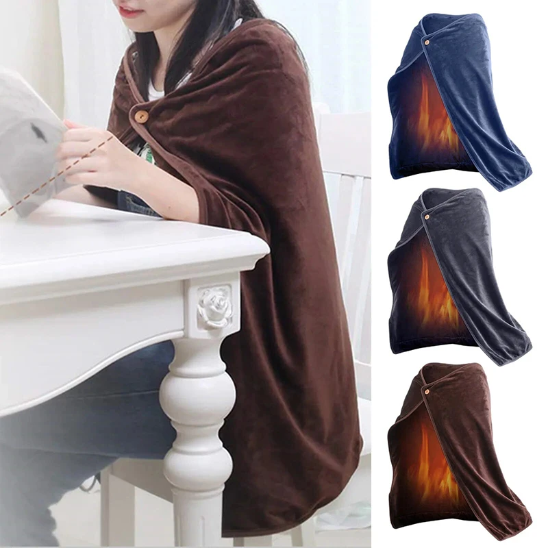 wholesale wearable electric heated throw blanket shawl 3 gears adjustable electric blanket back neck for winter
