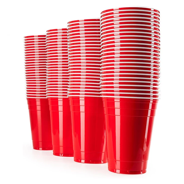 Red Plastic Cup Plastic Coffee Cup Holder Plastic Disposable Cup 16oz