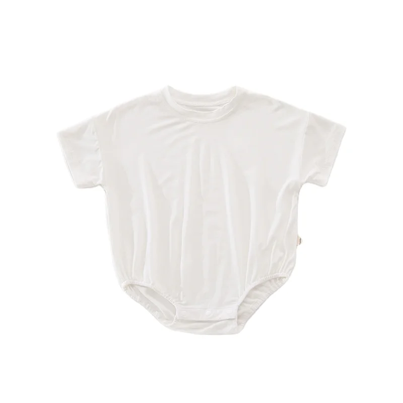 Modal Soft Summer Rompers Baby Multicolor Solid Blank T Shirt Bubble