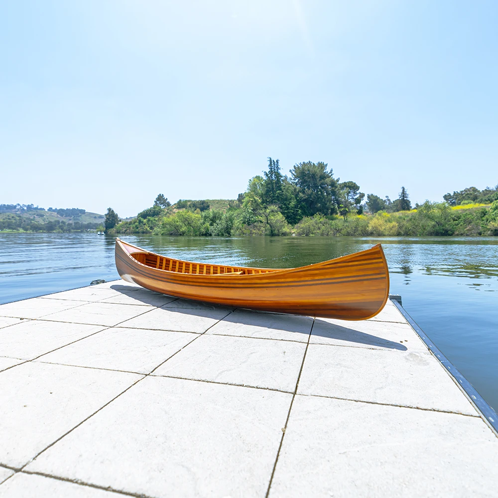 Canoe With Ribs Curved Bow 10' with Canoe Paddle for Lake Handcrafted Wooden Boat Kayak Canoe for Sale (300Lx67Wx50H cm)