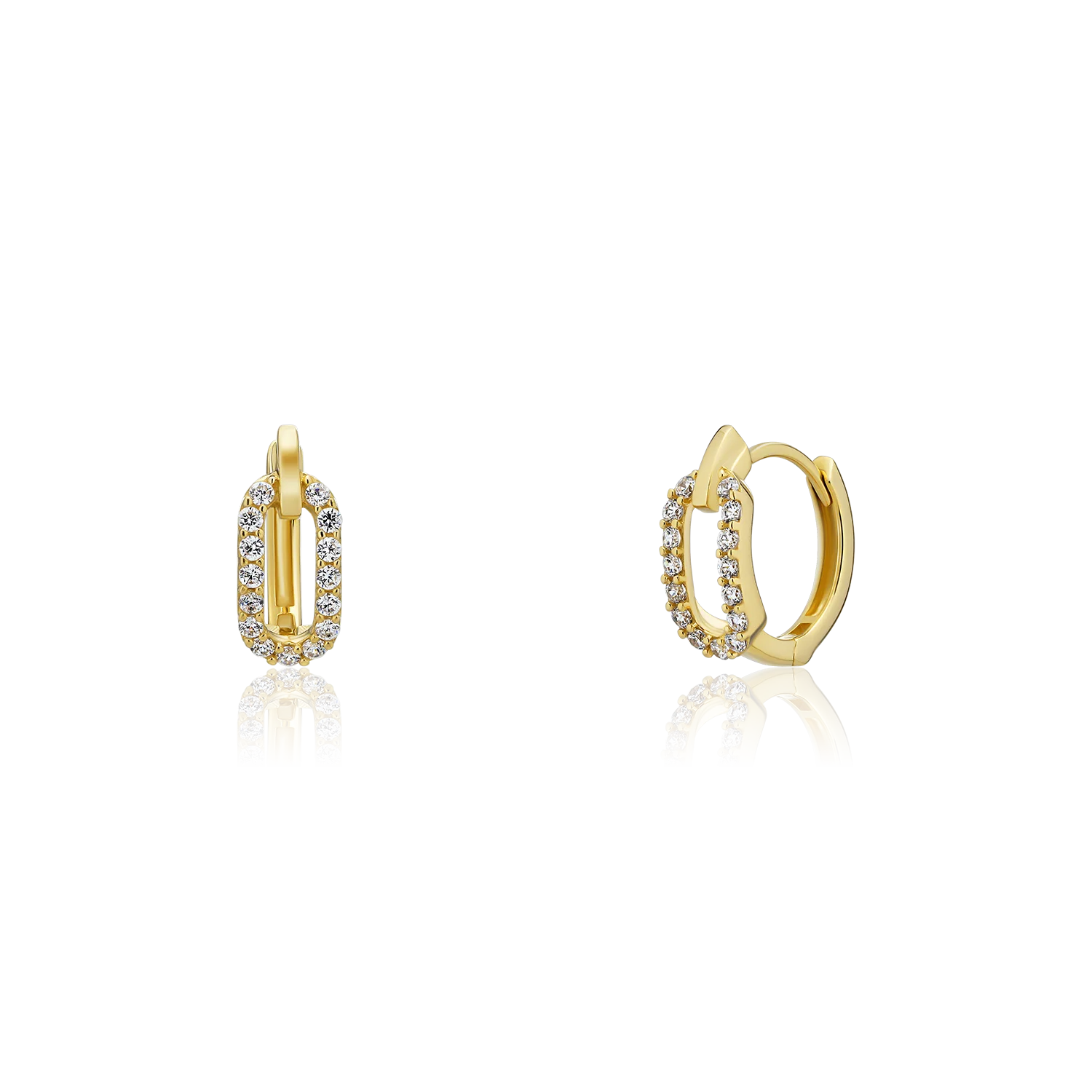 9k 10k 14k 18k Solid Gold Huggie Earrings Classic Gemstone Hoop ...