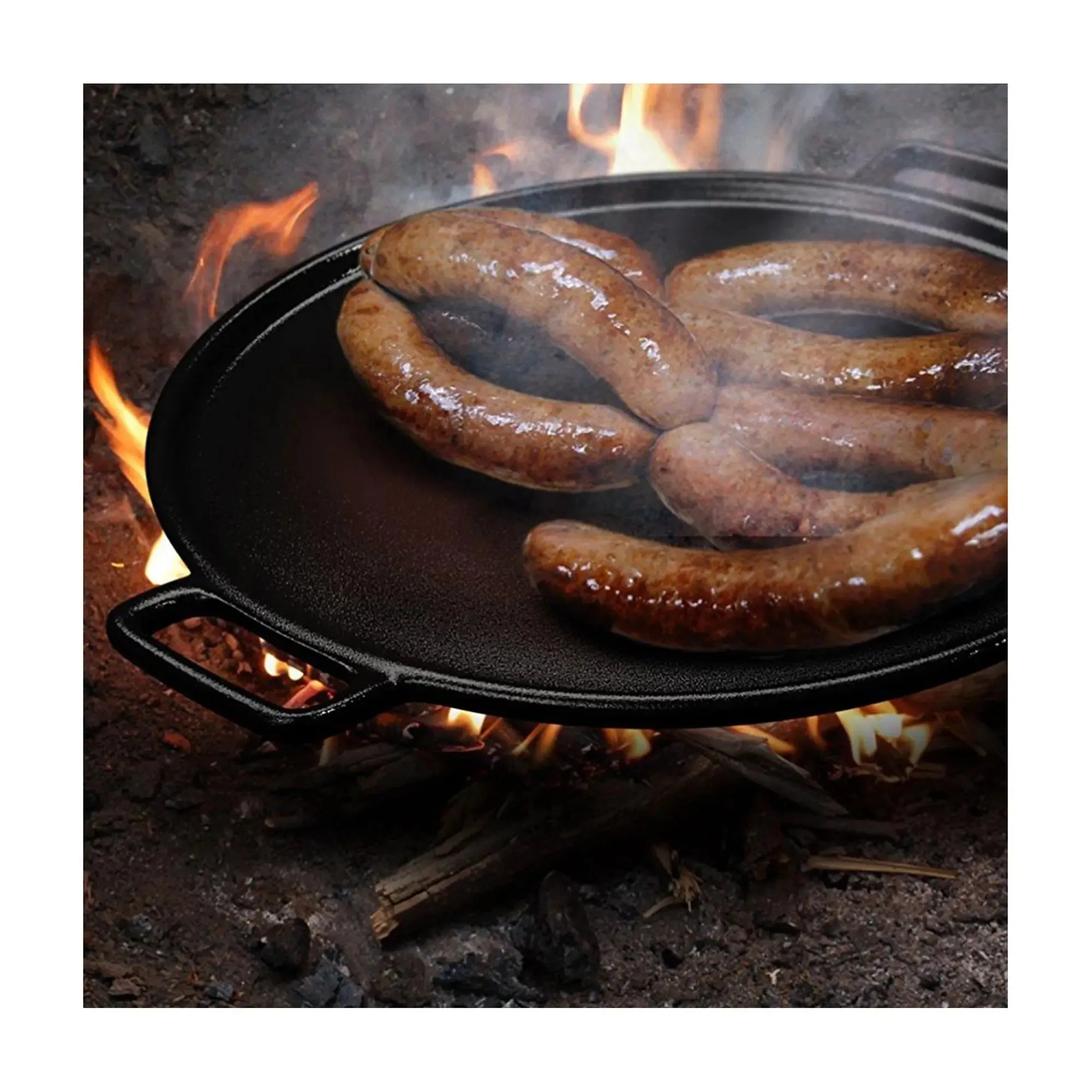 Sausages on campfire