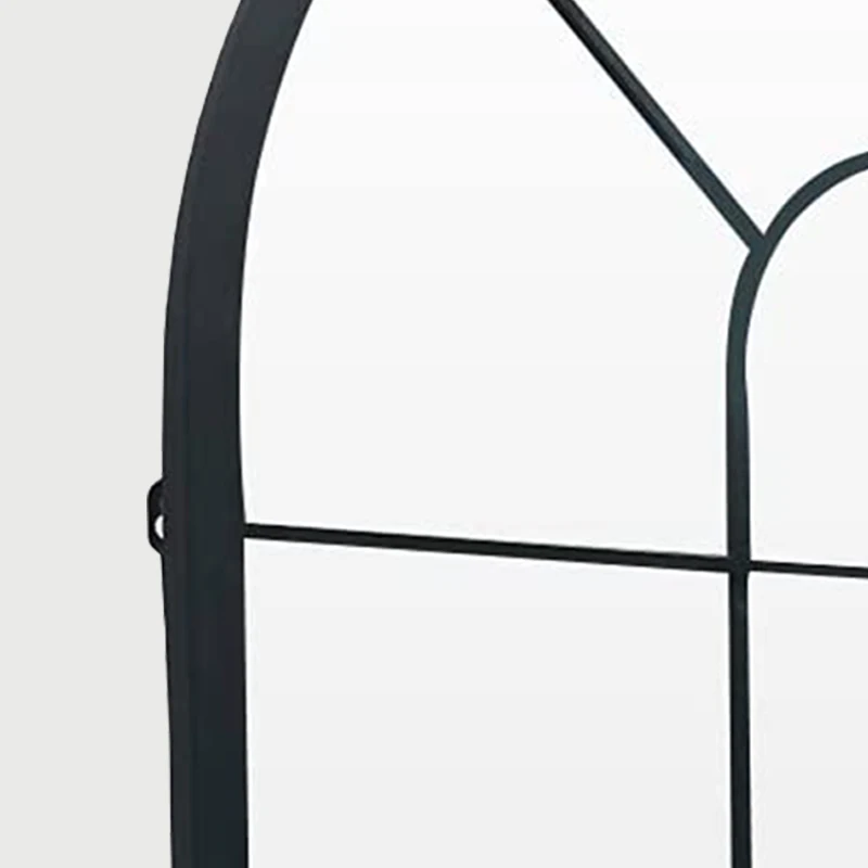 Metal Arched Decorative Window Mirror Gold/black Wall Deor Of 90x76